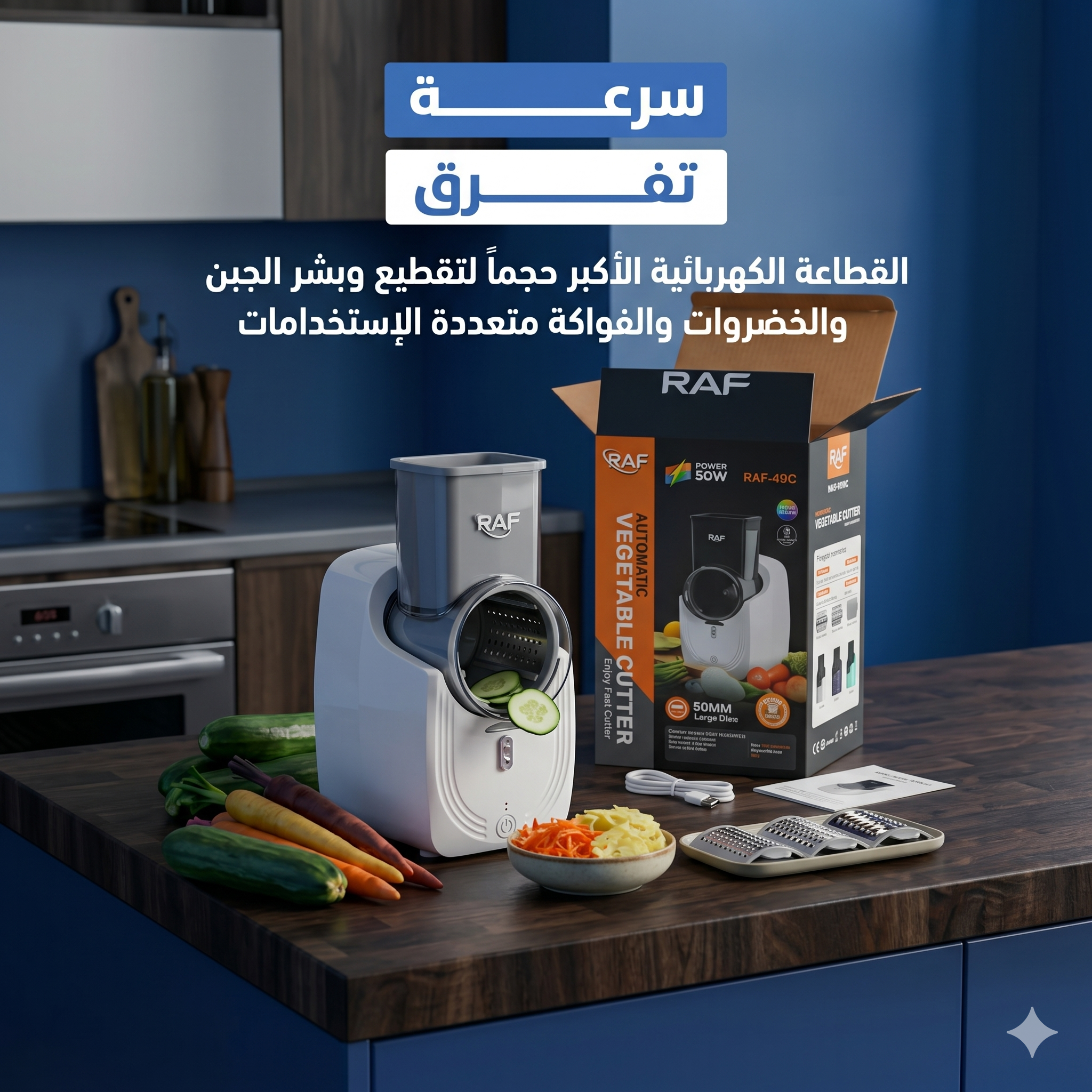 القطاعة الكهربائية الأكبر حجماً لتقطيع وبشر الجبن والخضروات والفواكة متعددة الإستخدامات بضمان عامين - الصورة 2