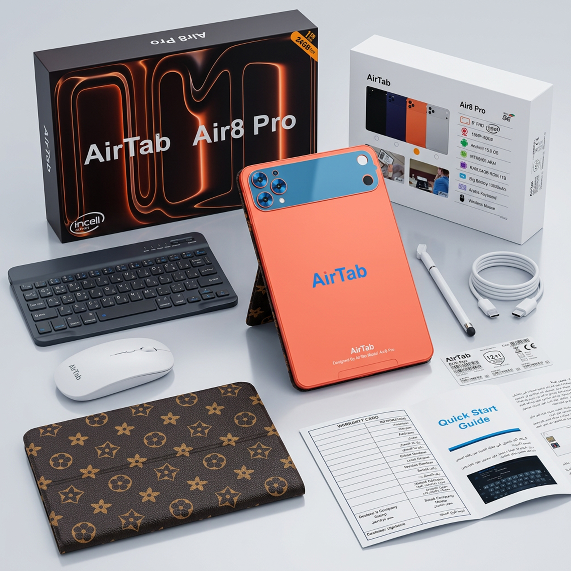 تابلت Airtap Air 8 pro (بضمان عام ) + كيبورد و ماوس بلوتوث 8بوصة - الصورة 4